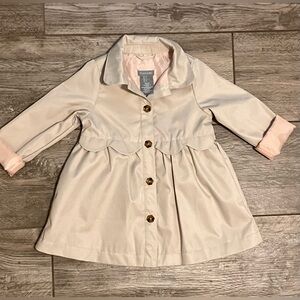 Tahari Cream Kids Raincoat with Pink Details